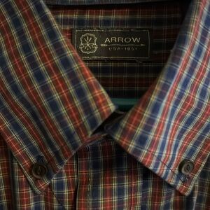Arrow Blue, Red & Green Casual Button Down Shirt